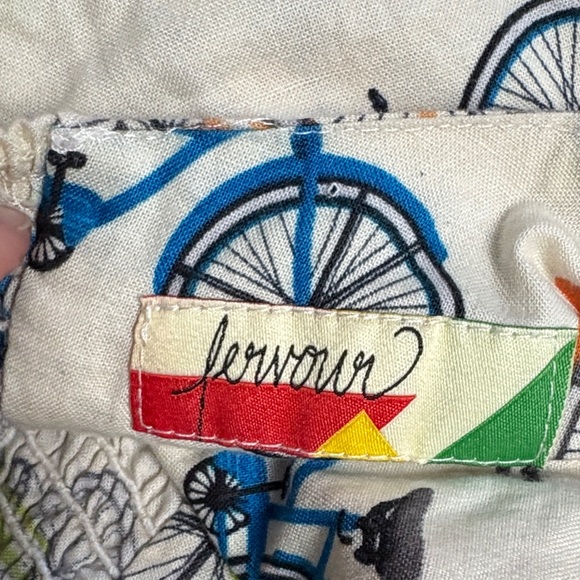 ModCloth Fervour Smocked Cotton Bicycle Print Dress Size Red halter size 00 - Picture 6 of 6